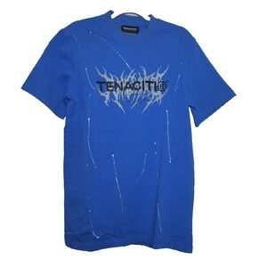Tenaciti Staple 2 Tee Paint Splatter Graphic TN1040SS Royal Blue Size Medium‎
